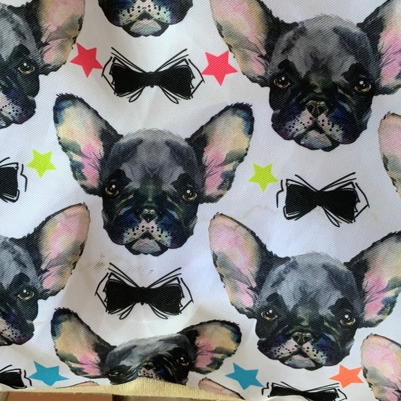 Frenchie floating head tote beach bag everyday bag black white pink - Picture 4 of 7